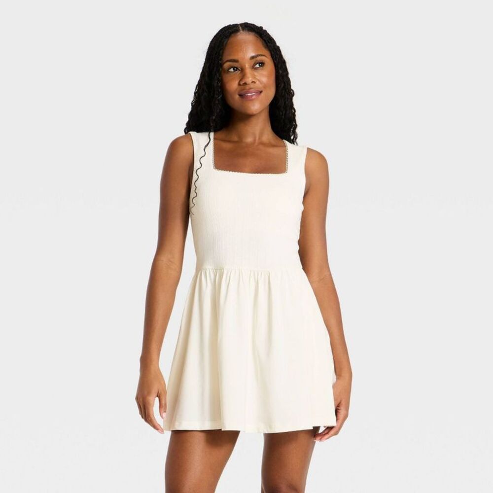Women's Athletic Pointelle Dress - All In Motion Cream XS